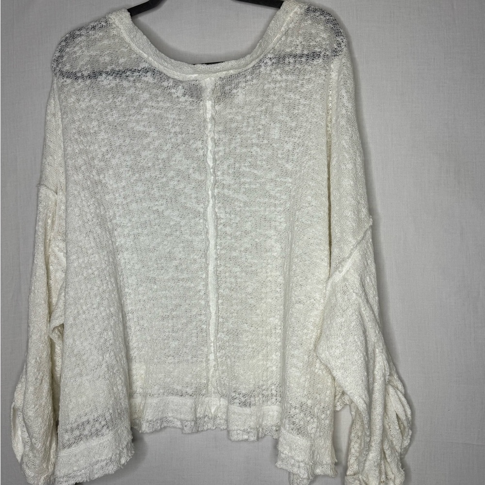 We The Free Womens Island Girl Sweater White‎ L Oversized Boho Festival Beachy - Picture 8 of 16